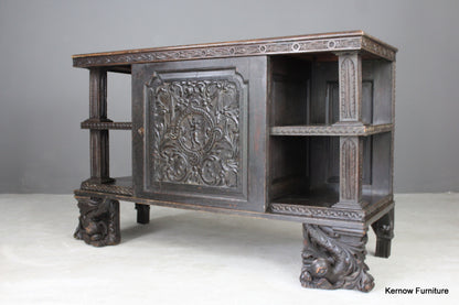 Early Carved Oak Cabinet - Kernow Furniture