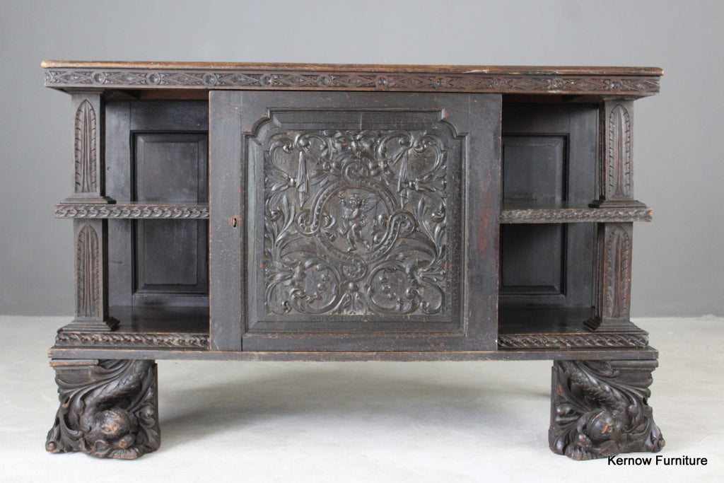 Early Carved Oak Cabinet - Kernow Furniture