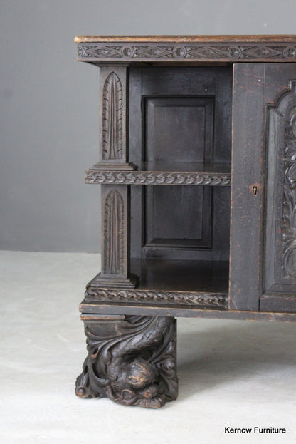 Early Carved Oak Cabinet - Kernow Furniture