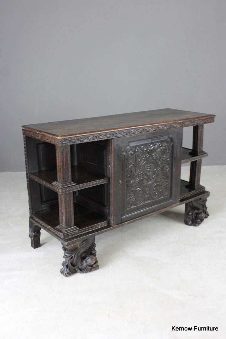 Early Carved Oak Cabinet - Kernow Furniture