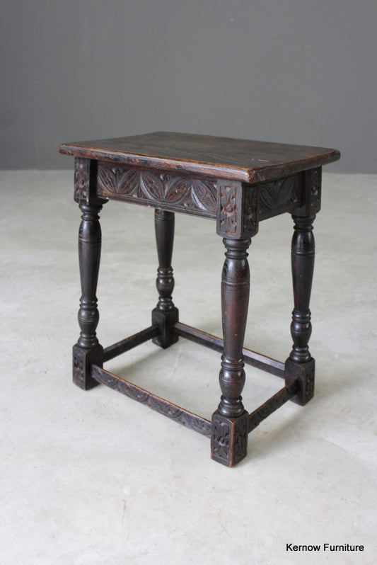 Antique Carved Oak Joint Stool - Kernow Furniture