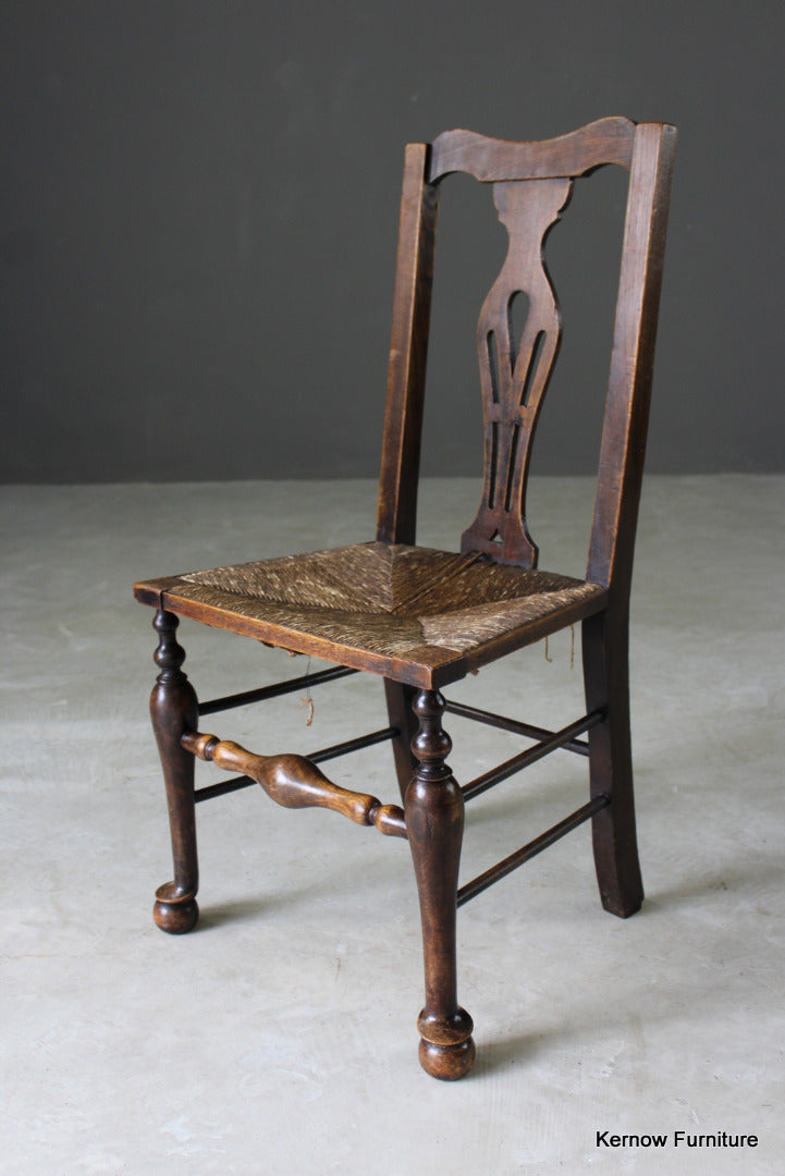 Single Oak & Elm Rush Kitchen Chair - Kernow Furniture