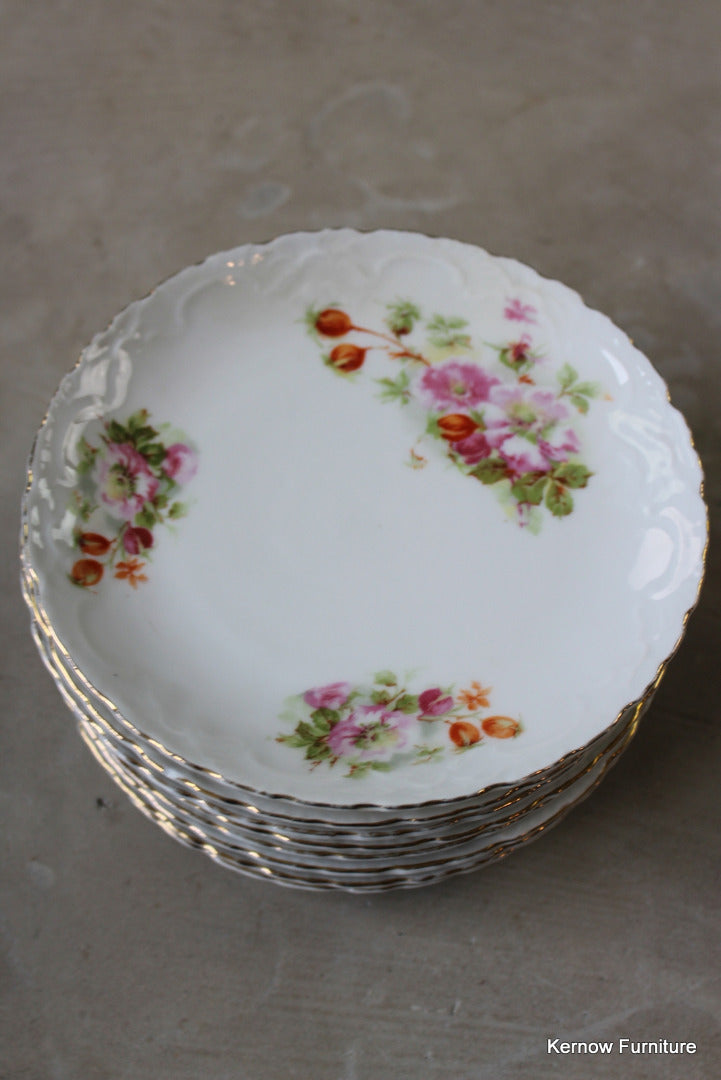 8 Vintage Floral China Plates - Kernow Furniture