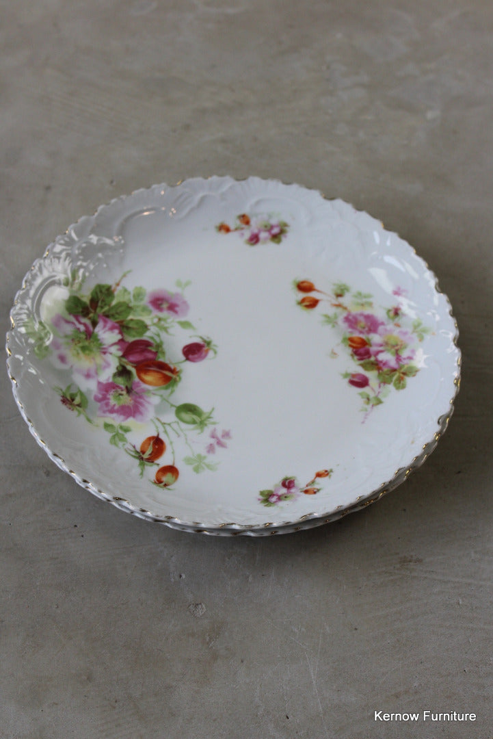 Pair Vintage China Floral Cake Plates - Kernow Furniture