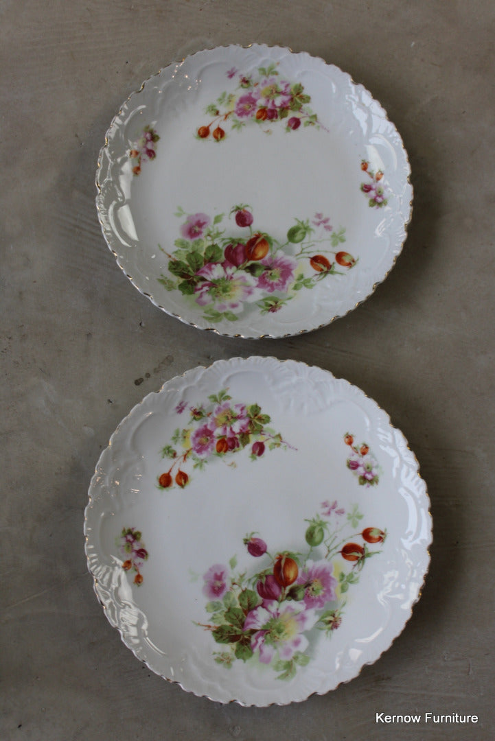 Pair Vintage China Floral Cake Plates - Kernow Furniture