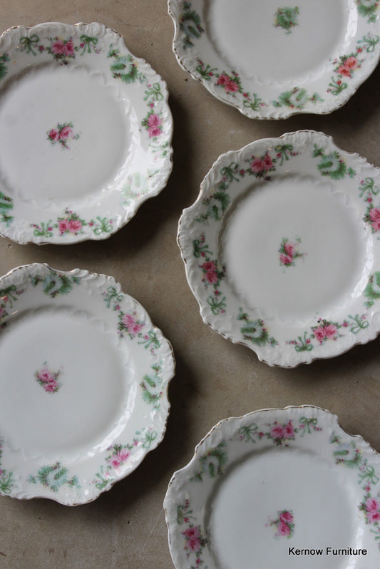 5 Vintage Hermann Ohme Silesia Floral Side Plates - Kernow Furniture
