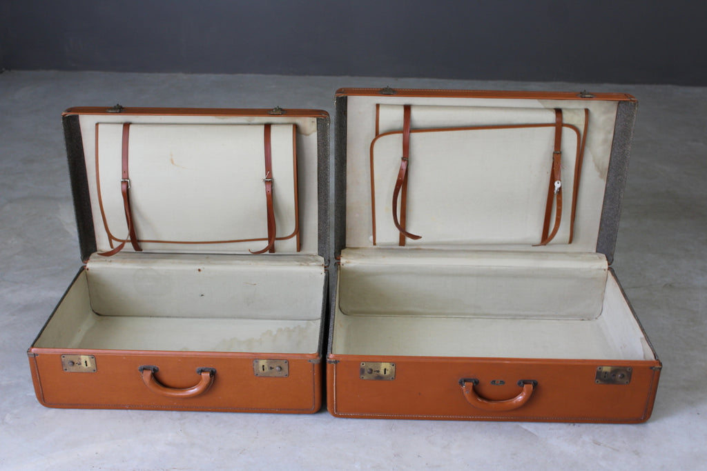 Pair Vintage Suitcases - Kernow Furniture