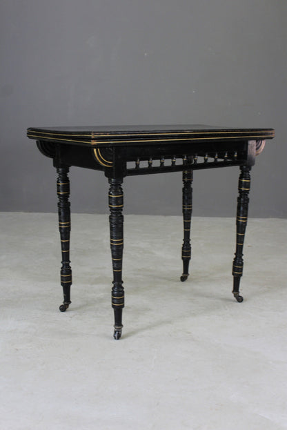 Victorian Ebonised Card Table - Kernow Furniture