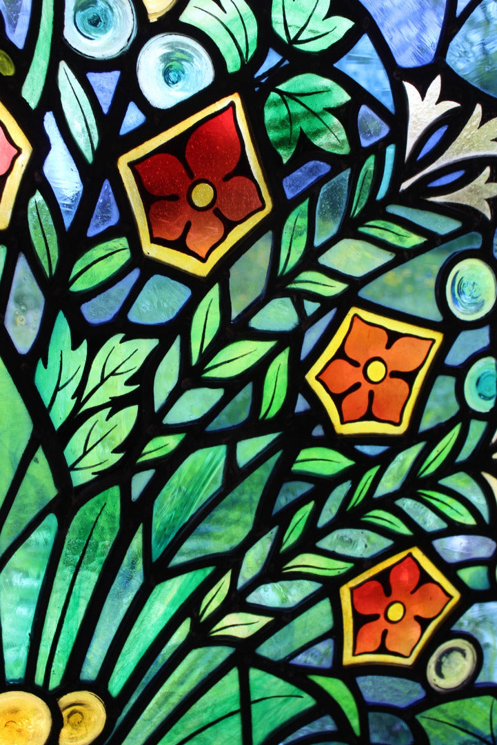 Flower Bowl Stained Glass Panel - Kernow Furniture