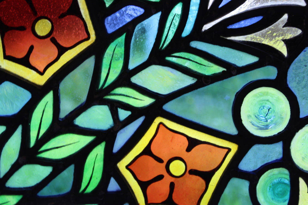 Flower Bowl Stained Glass Panel - Kernow Furniture