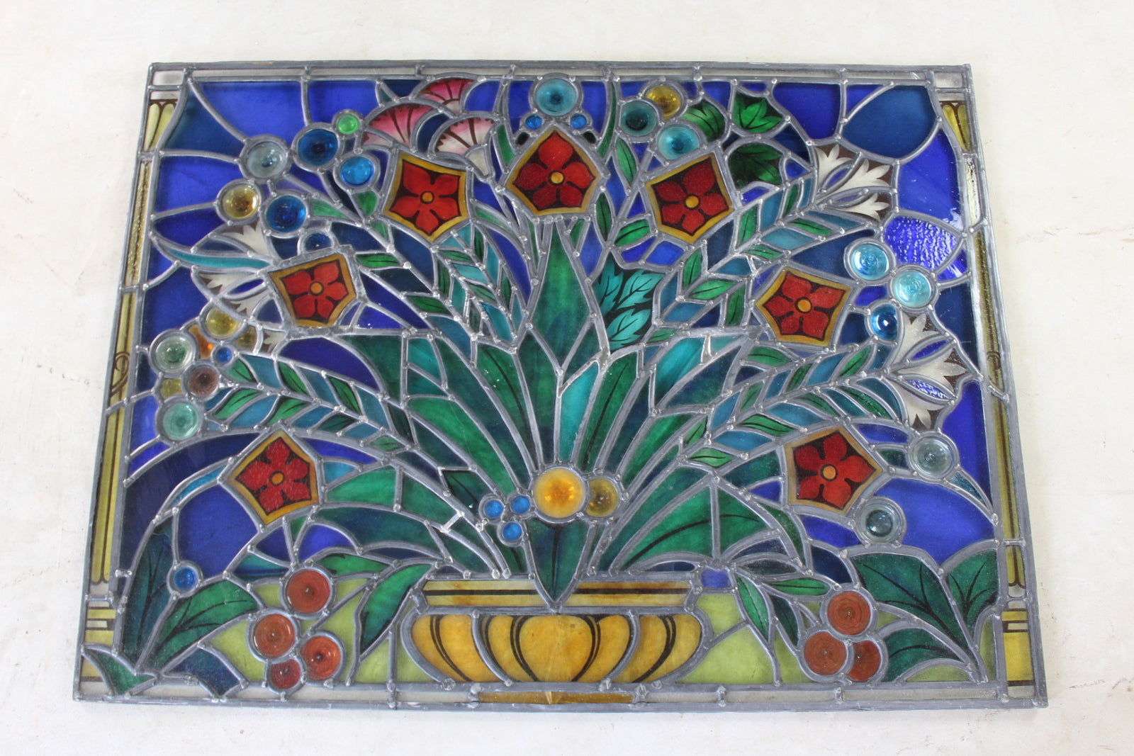 Flower Bowl Stained Glass Panel - Kernow Furniture