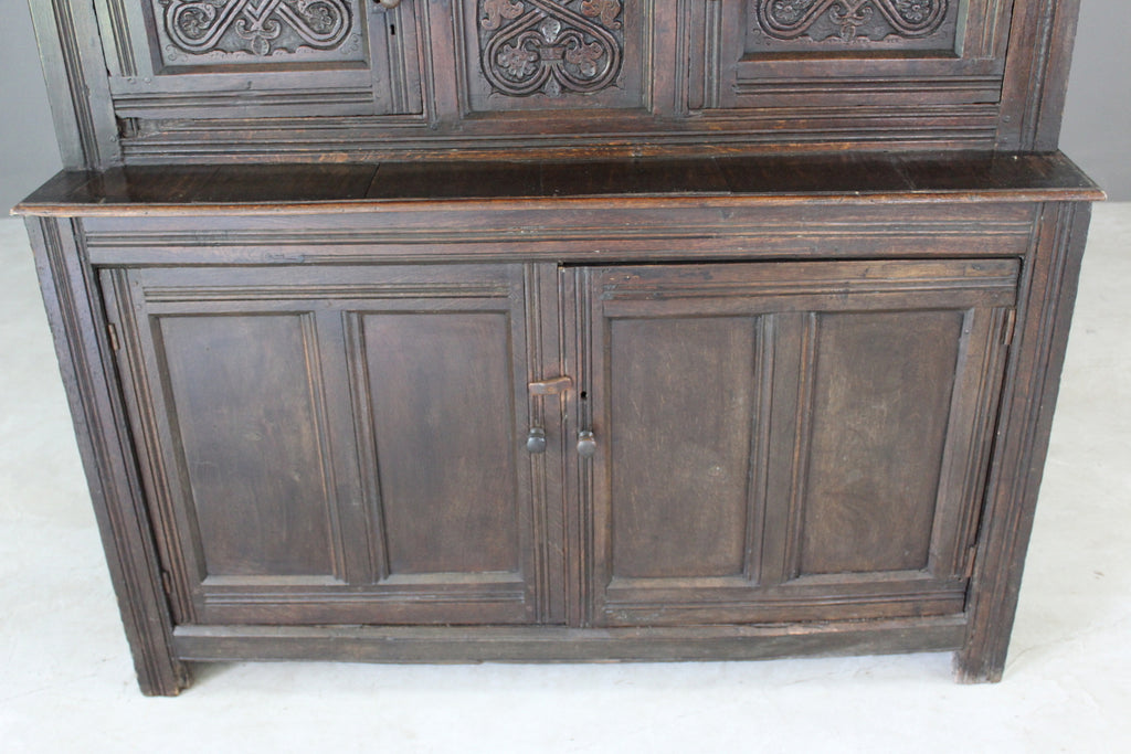 Antique Carved Oak Court Cupboard - Kernow Furniture