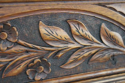 Victorian Carved Walnut Secretaire Bookcase - Kernow Furniture