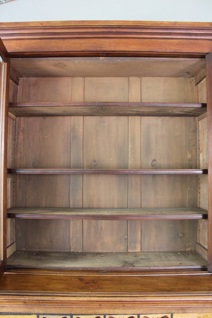 Victorian Carved Walnut Secretaire Bookcase - Kernow Furniture