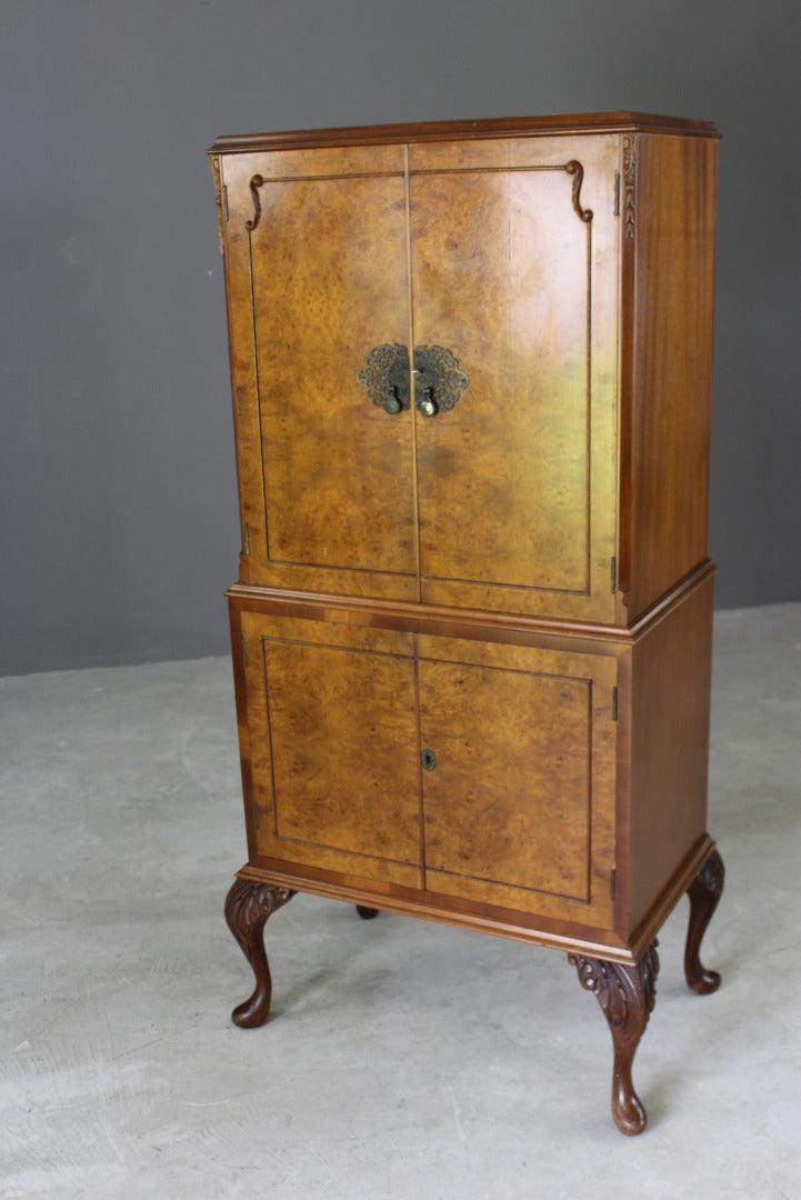 Burr Walnut Cocktail Cabinet - Kernow Furniture