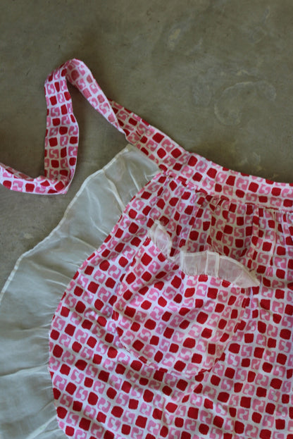 Vintage Pink & Red Apron - Kernow Furniture