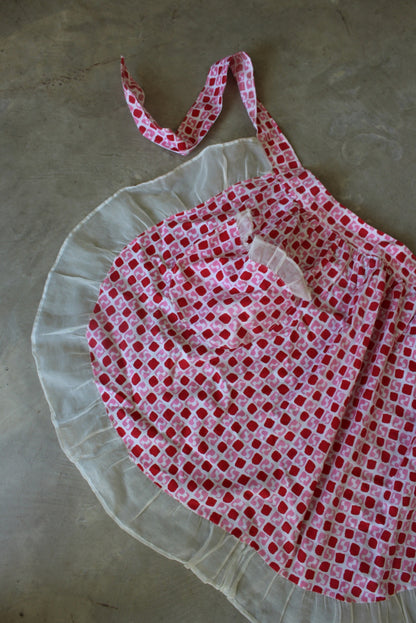 Vintage Pink & Red Apron - Kernow Furniture