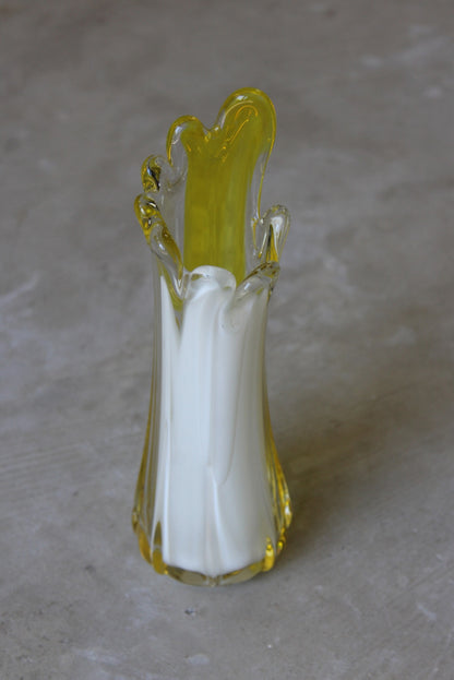 Yellow & White Finger Vase - Kernow Furniture