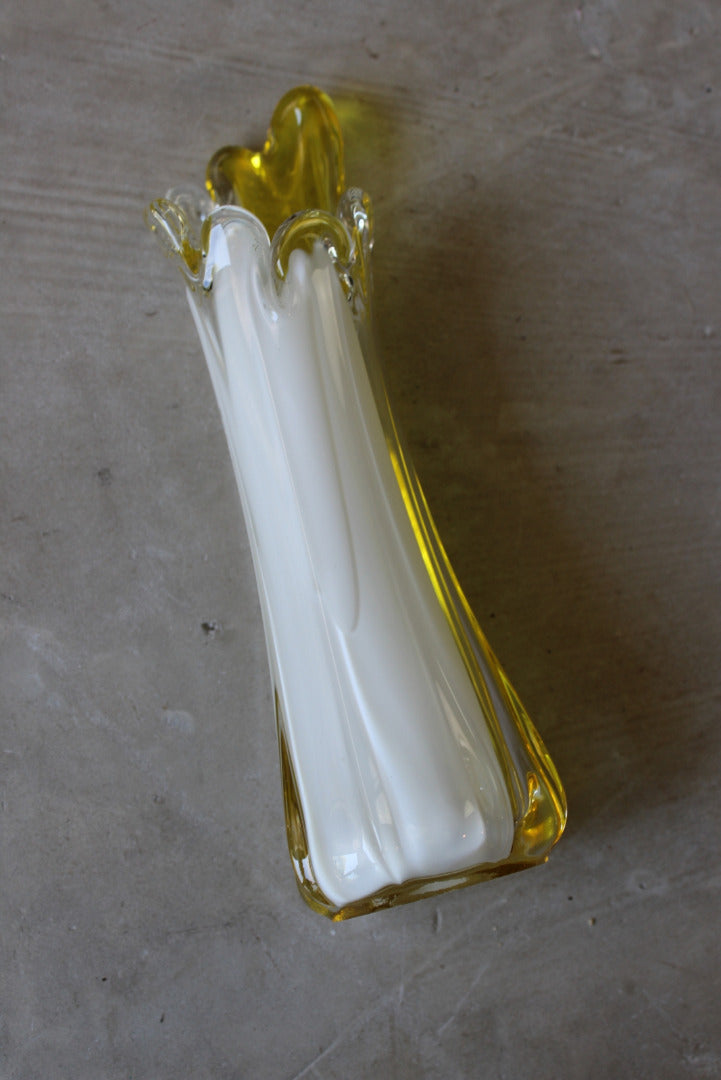 Yellow & White Finger Vase - Kernow Furniture