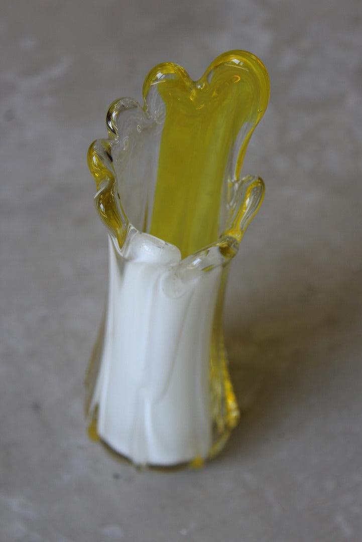 Yellow & White Finger Vase - Kernow Furniture