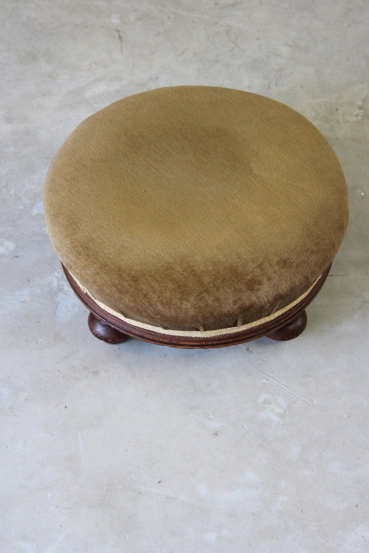 Antique Round Oak Footstool - Kernow Furniture