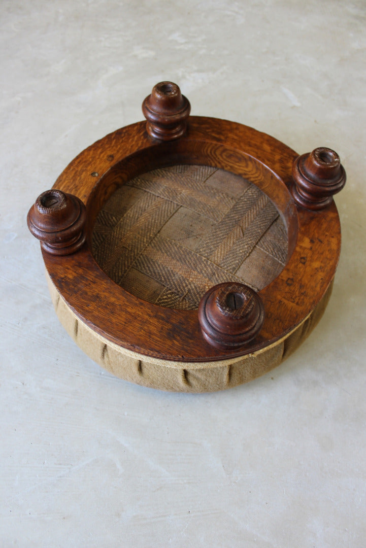 Antique Round Oak Footstool - Kernow Furniture