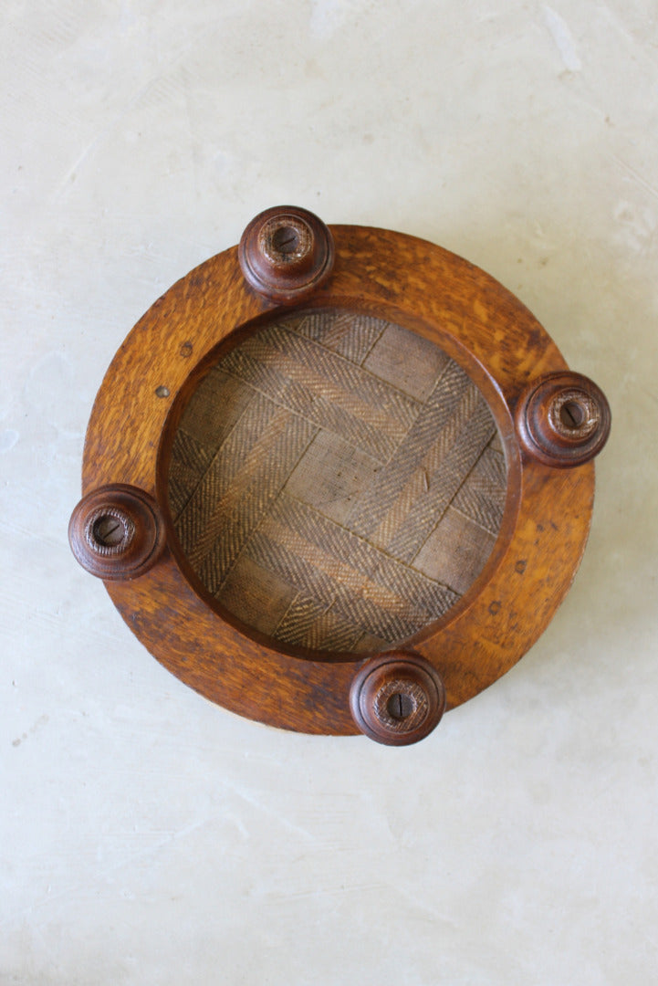 Antique Round Oak Footstool - Kernow Furniture