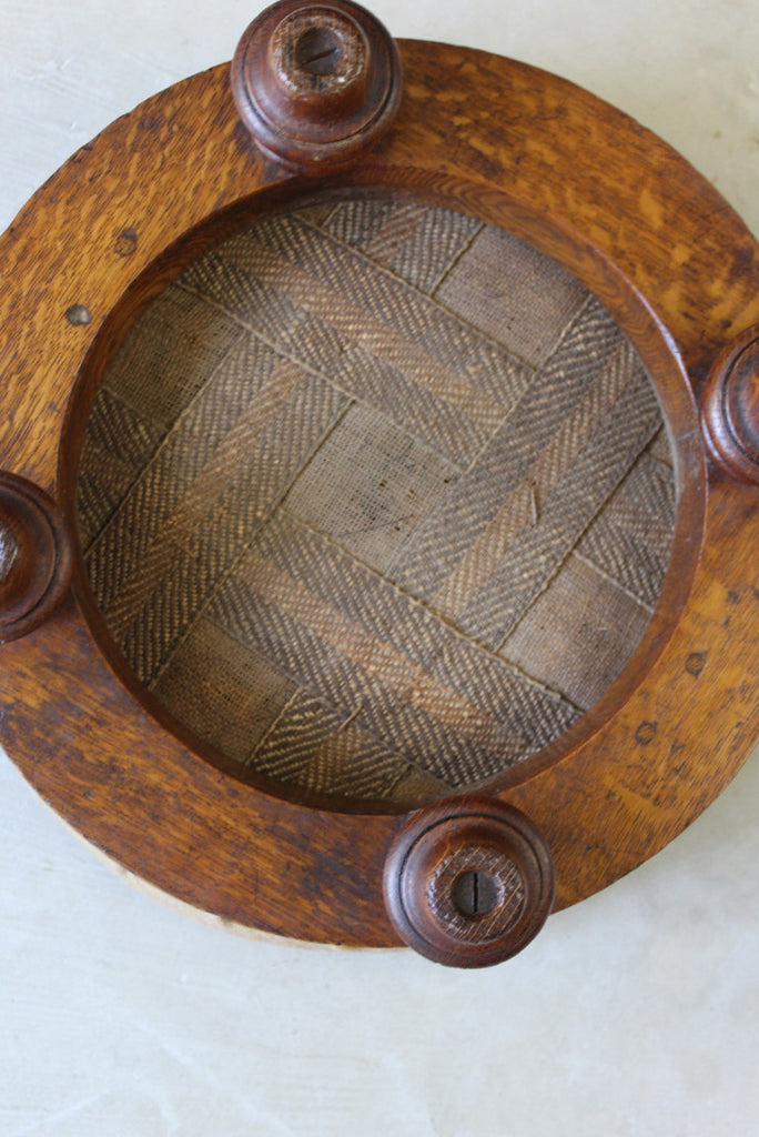 Antique Round Oak Footstool - Kernow Furniture