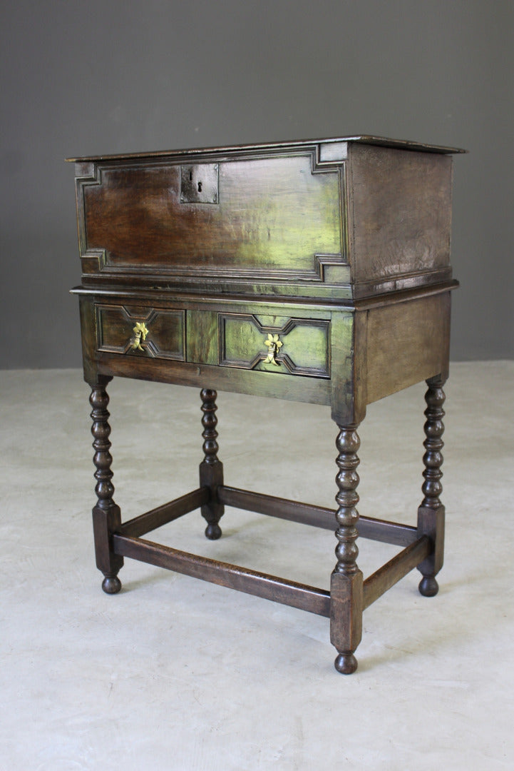 Antique Oak Bible Box on Stand - Kernow Furniture