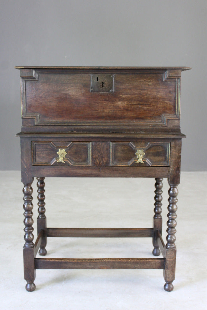 Antique Oak Bible Box on Stand - Kernow Furniture