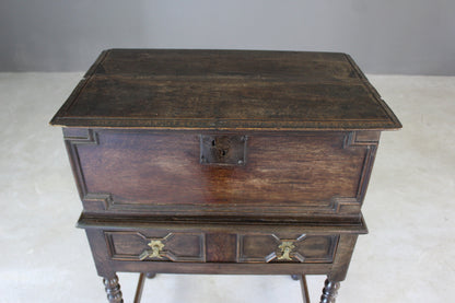 Antique Oak Bible Box on Stand - Kernow Furniture