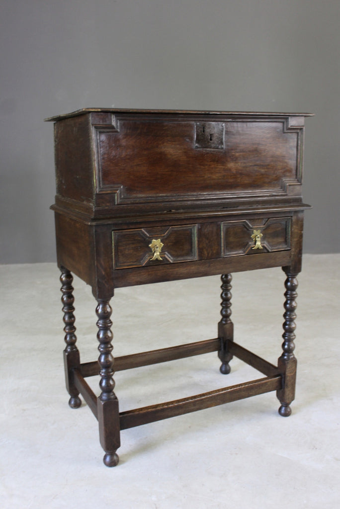 Antique Oak Bible Box on Stand - Kernow Furniture
