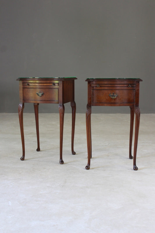 Pair Walnut Bedside Cabinets - Kernow Furniture