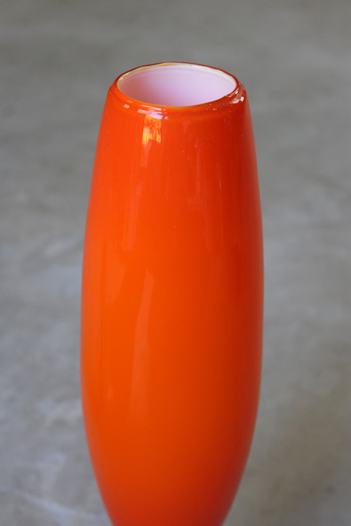 Retro Orange Stemmed Glass Vase - Kernow Furniture