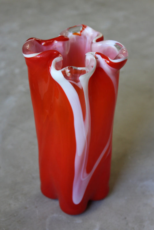 Retro Orange Glass Vase - Kernow Furniture