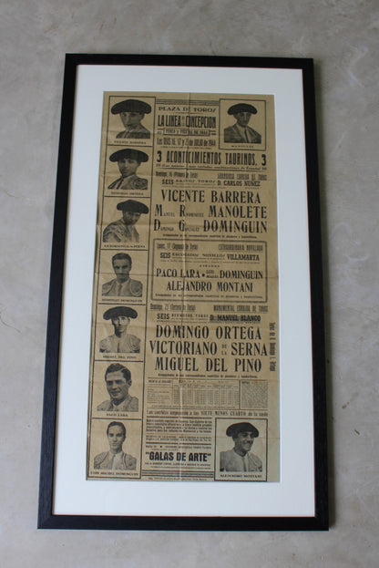 Original Plaza de Toros Spanish Matador Framed Poster - Kernow Furniture