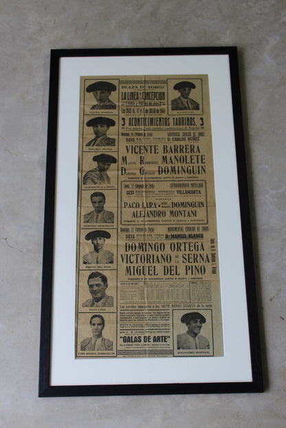 Original Plaza de Toros Spanish Matador Framed Poster - Kernow Furniture