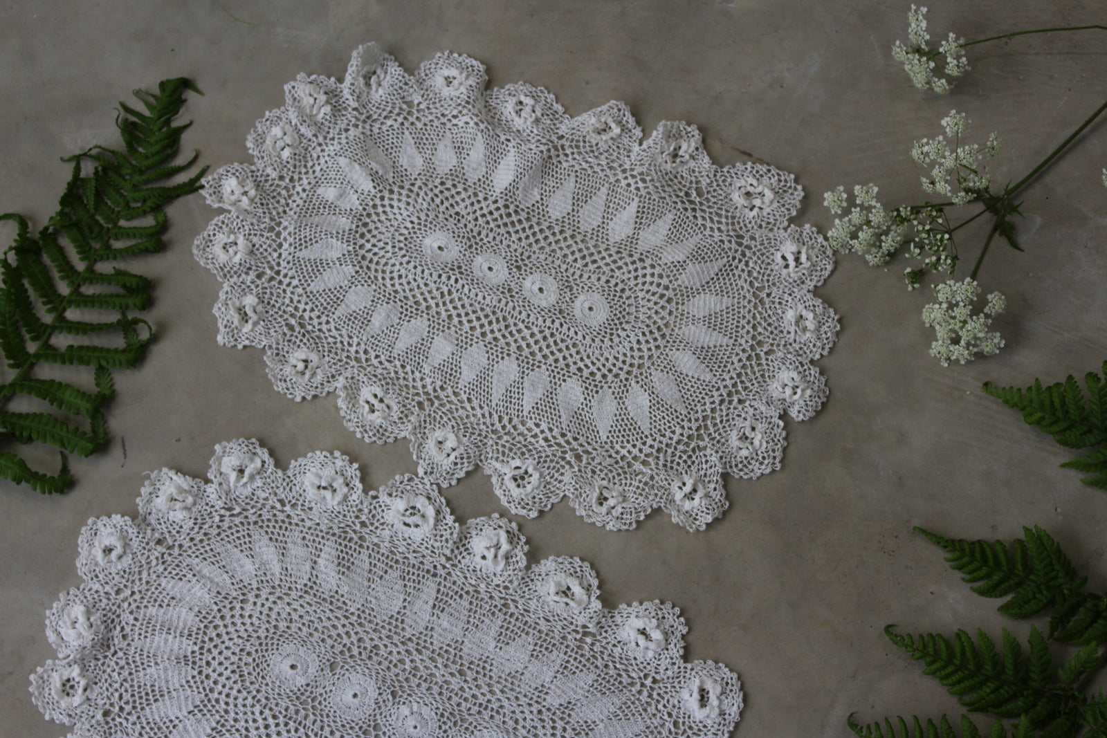 Pair Vintage Lace Table Mats - Kernow Furniture