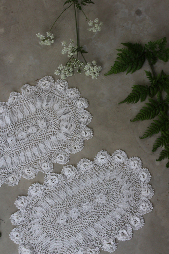 Pair Vintage Lace Table Mats - Kernow Furniture