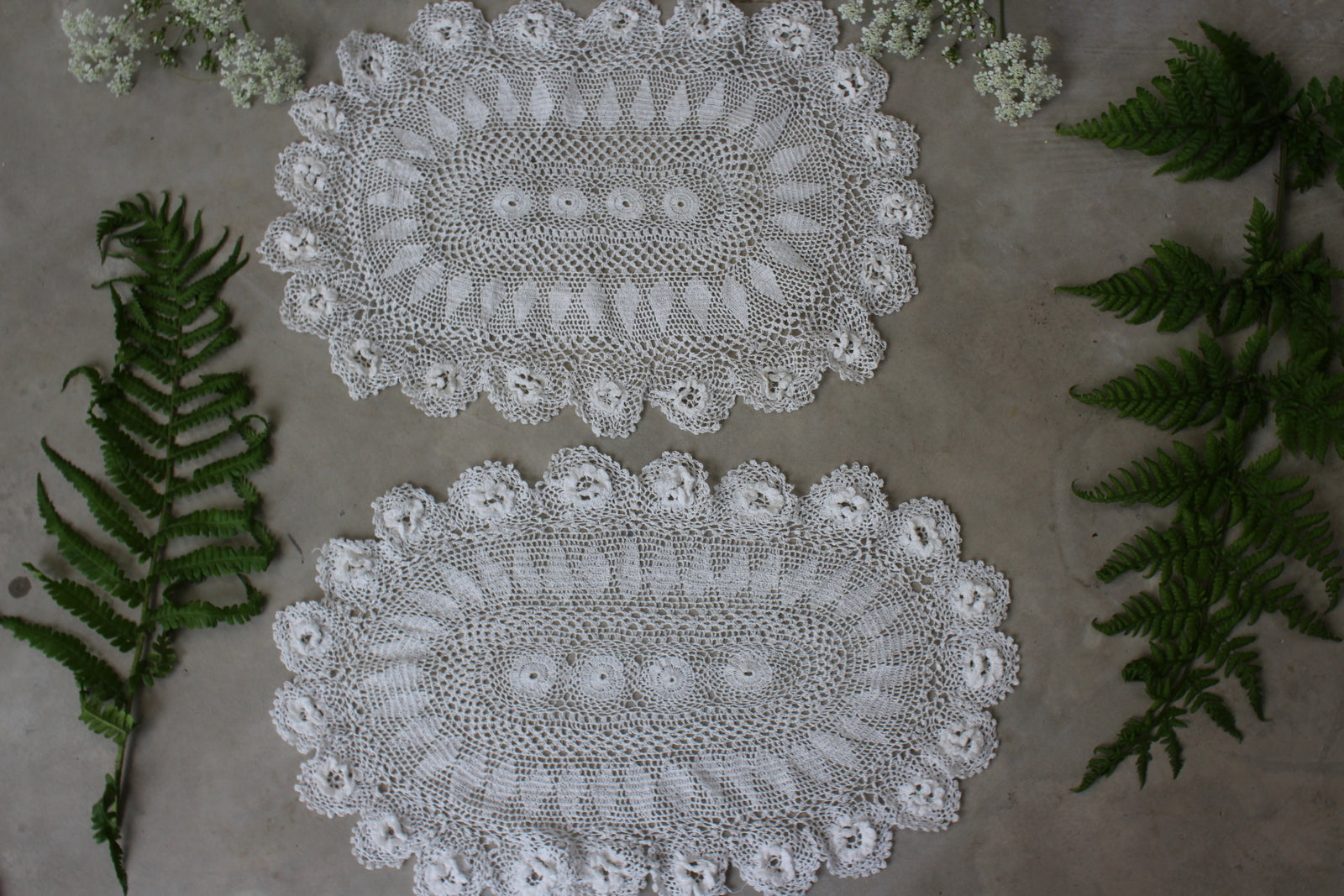 Pair Vintage Lace Table Mats - Kernow Furniture