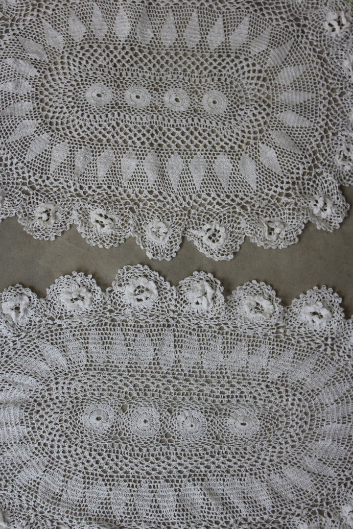 Pair Vintage Lace Table Mats - Kernow Furniture