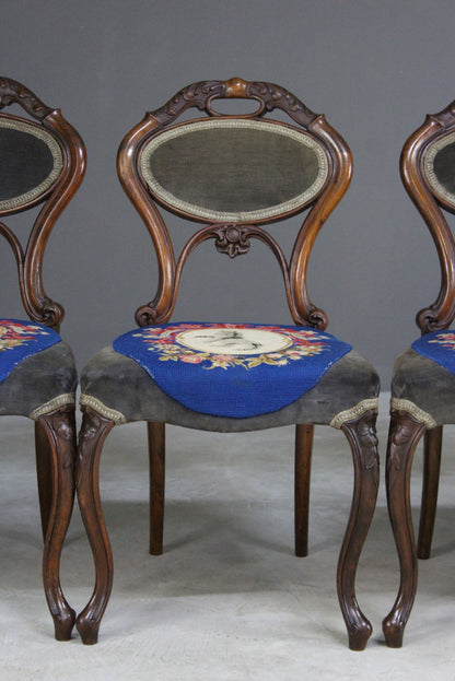 6 Antique Walnut Dining Chairs - Kernow Furniture