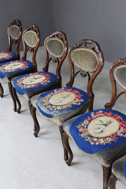 6 Antique Walnut Dining Chairs - Kernow Furniture