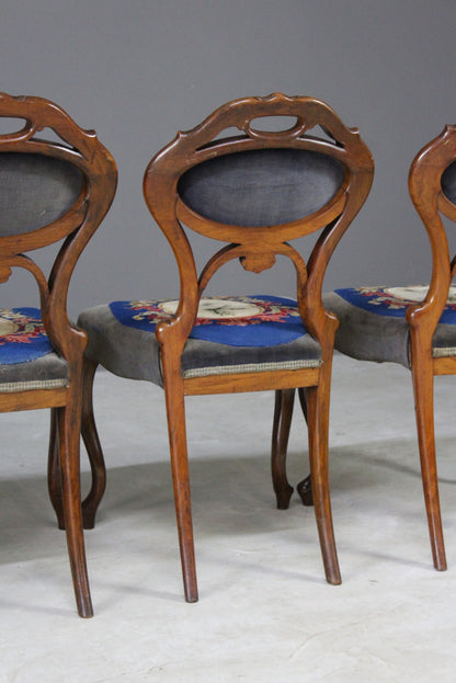 6 Antique Walnut Dining Chairs - Kernow Furniture