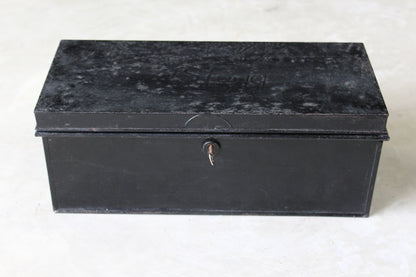 Vintage Black Documents Tin & Key - Kernow Furniture