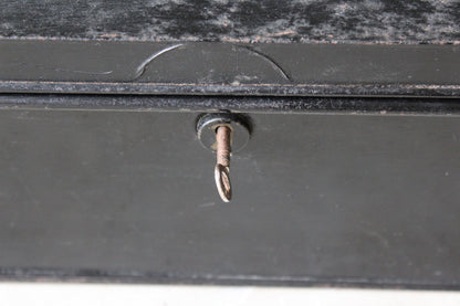 Vintage Black Documents Tin & Key - Kernow Furniture