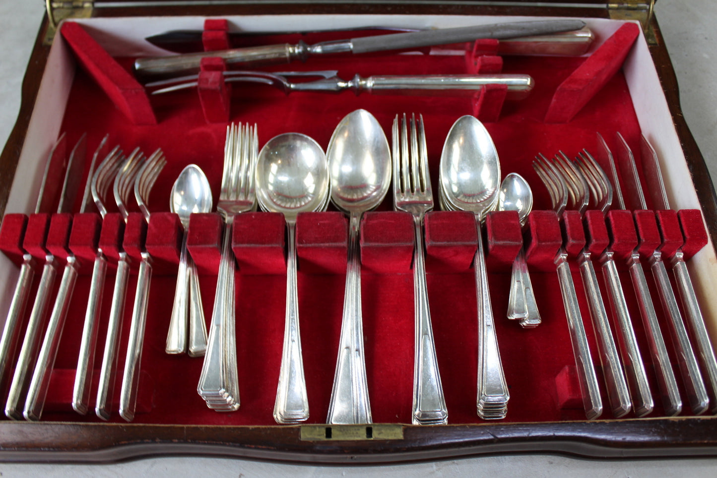 Antique Walnut Epns Six Place Setting Cutlery Canteen - Kernow Furniture