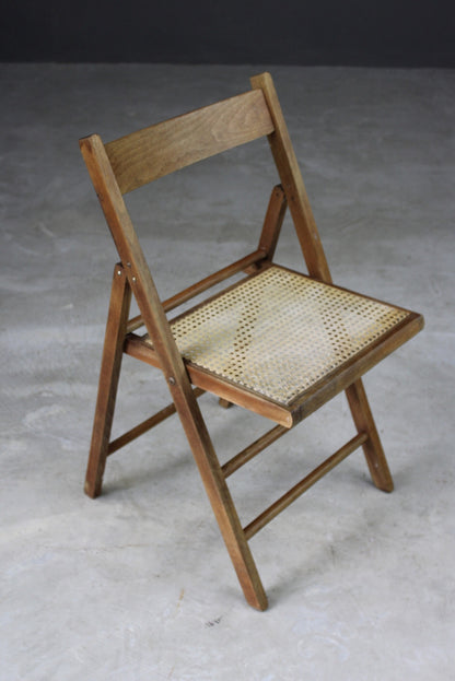 Single Vintage Folding Cane Chair - Kernow Furniture