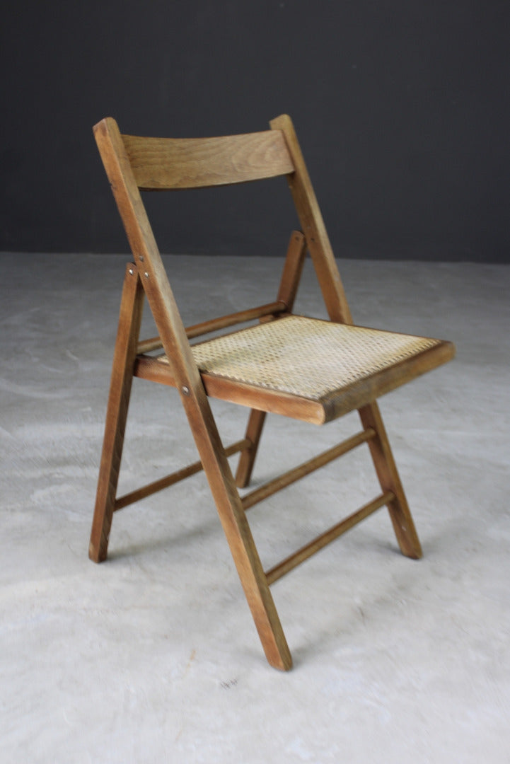 Single Vintage Folding Cane Chair - Kernow Furniture