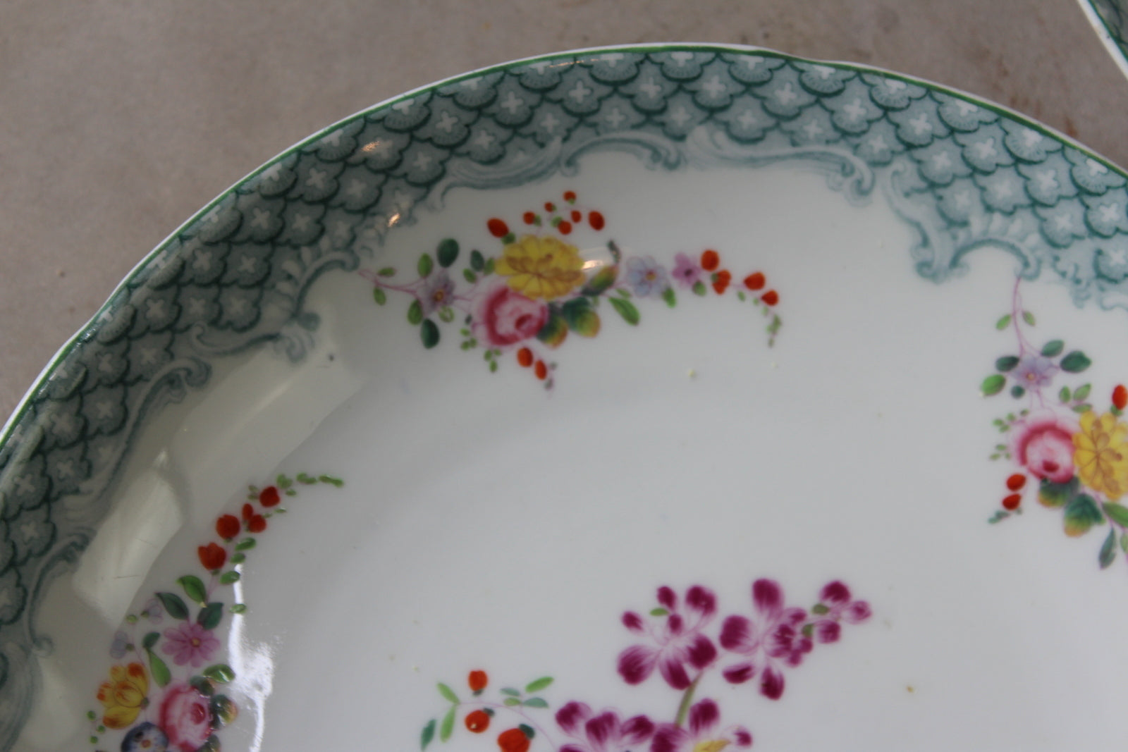 Pair Minton & Boyle Felspar Floral Porcelain Plates - Kernow Furniture